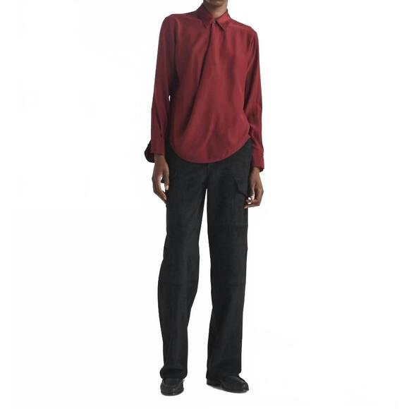 NEW RAG & BONE phillipa satin blouse in wine